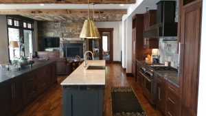 Rustic shaker kitchen with double island