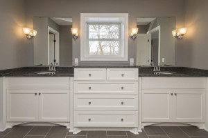 White custom double sink vanity