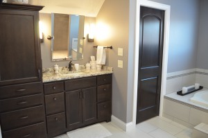 stained linen granite top vanity