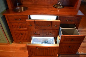 stained paneled refrigerator drawers