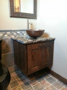 Wall hung vessel sink vanity