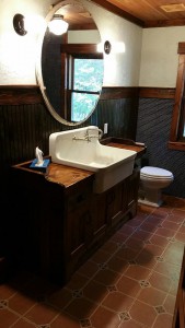 Farm sink wood top vanity