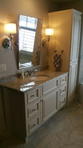 Full Overlay Applied Molding Paneled Door Vanity & Linen