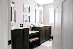 Double Vanity stained with Make Up Counter