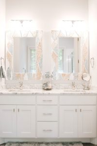 Double Sink painted White Vanity with granite top