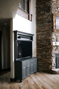 Transitional Entertainment Center painted charcoal